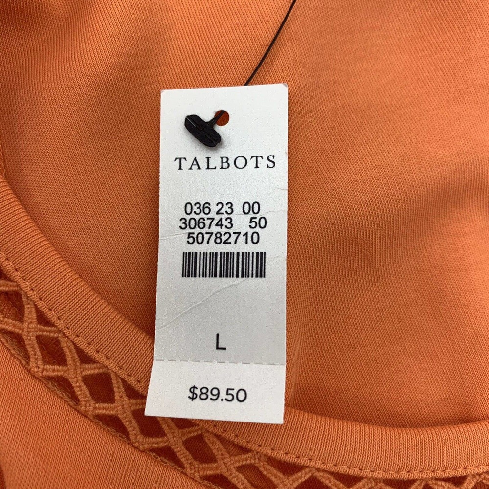 Talbots Knit Dress Size L Lace Trimmed Fit & Flare Sleeveless Stretch Orange - Picture 7 of 8